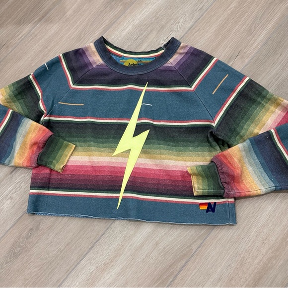 AVIATOR NATION serape bolt sweatshirt rainbow cropped XS - Picture 3 of 6